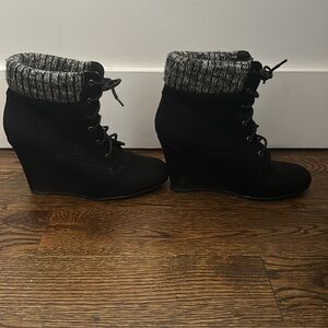 Black and grey booties
